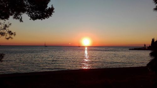 Scenic view of sea during sunset