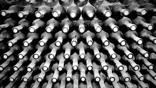 Full frame shot of bottle racks 