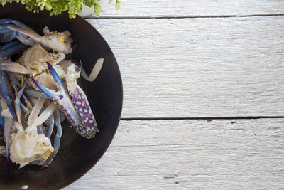 High angle view of food on table