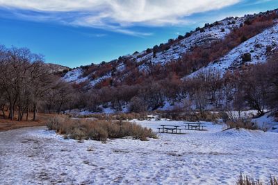 Winter snow mountain hiking trail views yellow fork park rose canyon copper mine salt lake city utah