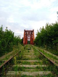 Scenic view of railroad tracks against sky