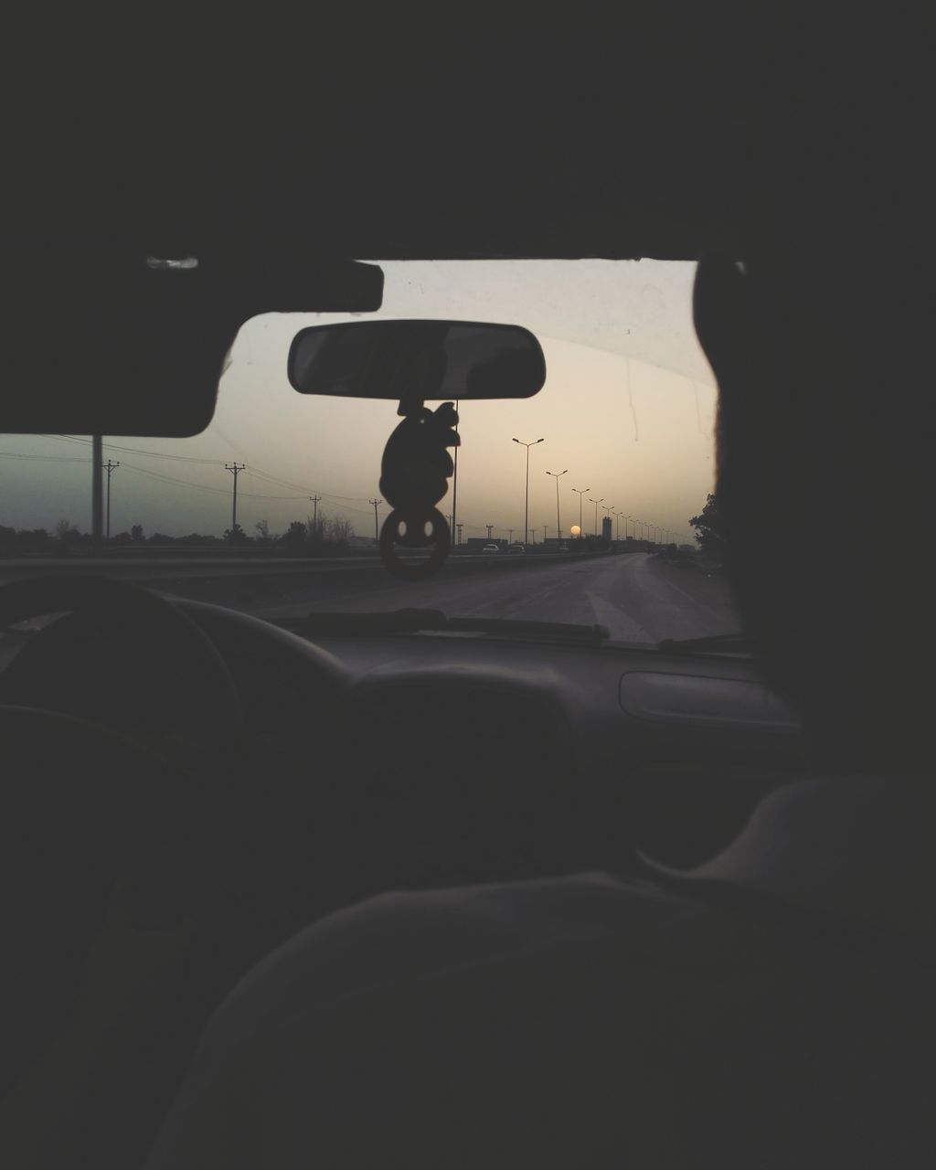 transportation, car, land vehicle, mode of transport, silhouette, men, street, car interior, road, back lit, dark, journey, sky, windscreen