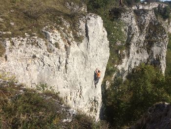 Full length of man on rock in mountain
