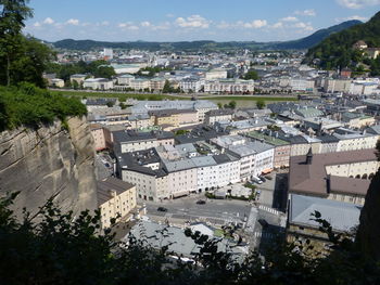 High angle view of townscape against sky