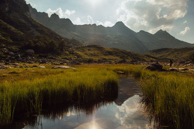 Scenic view of lake against sky