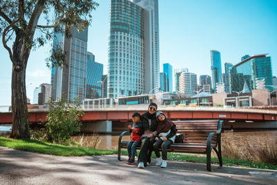 Rear view of woman walking on street