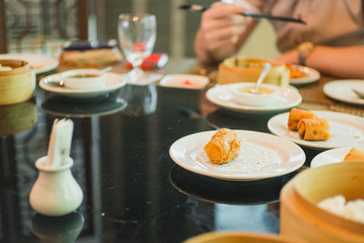 Close-up of food on table