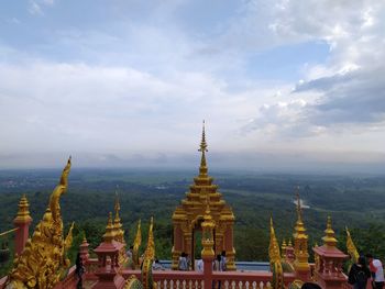 Panoramic view of temple building against sky