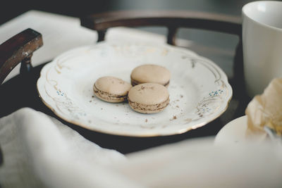 High angle view of breakfast on table