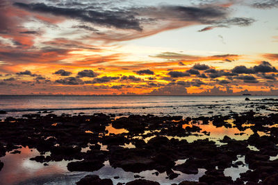 Scenic view of sea against sky at sunset