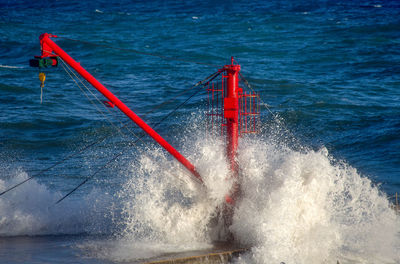 Water splashing in sea