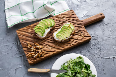 High angle view of food on table