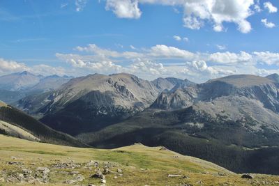 Scenic view of mountains against sky from rocky mountain national park