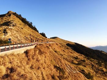 Scenic view of mountains against clear sky