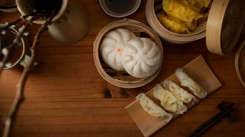 High angle view of food on table