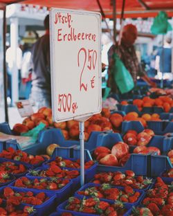 Street market in trier with strawberries 