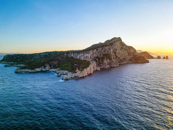 Scenic view of sea against clear sky
