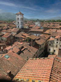 High angle view of siena italy against sky