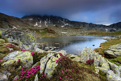 Scenic view of lake against sky