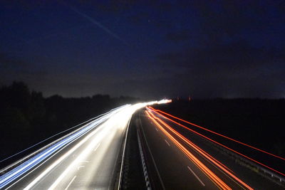 Light trails on highway at night