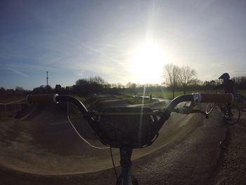 Sun shining through airplane