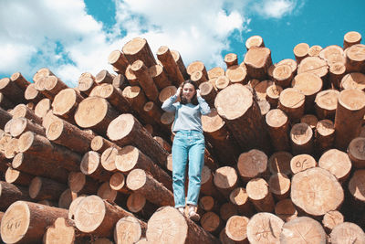 Full frame shot of logs