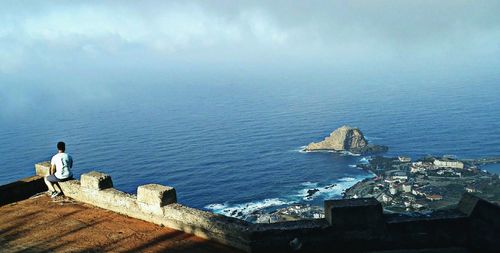 High angle view of sea against sky