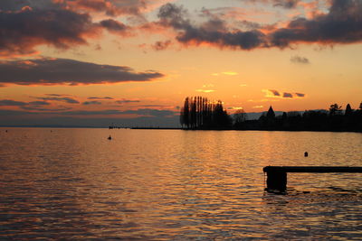 Scenic view of sea at sunset