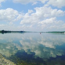 Scenic view of calm lake against sky