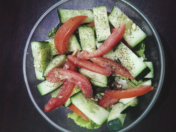 Directly above shot of salad in bowl