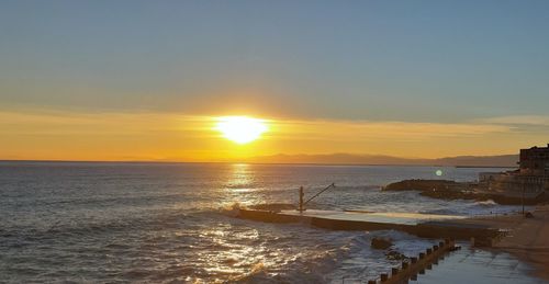 Scenic view of sea against sky during sunset