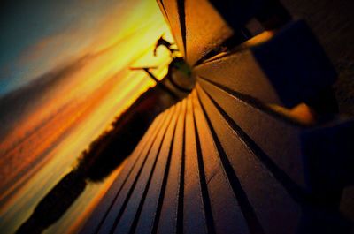 Low angle view of yellow umbrella