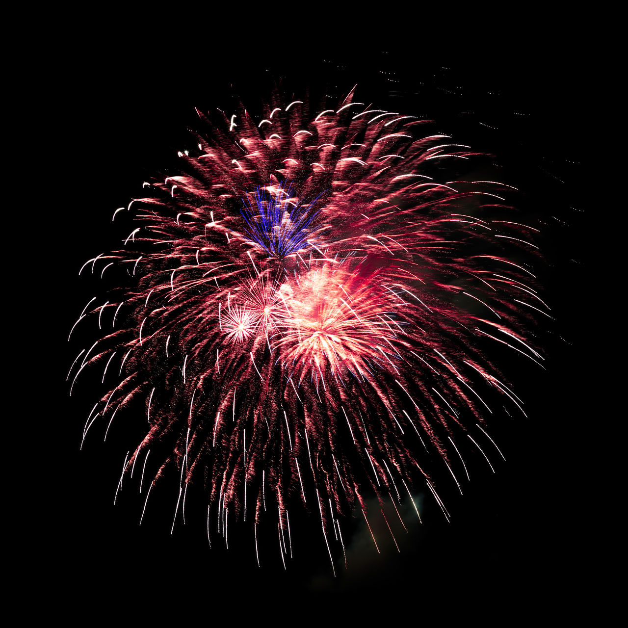 fireworks, celebration, firework display, motion, night, exploding, event, illuminated, arts culture and entertainment, glowing, no people, multi colored, recreation, sky, low angle view, nature, firework - man made object, long exposure, blurred motion, outdoors, dark, black, red