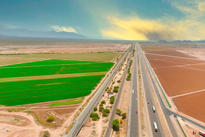 High angle view of interstate highway against sky