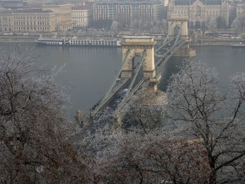 Aerial view of bridge over river