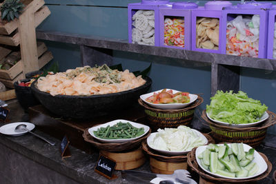 High angle view of food on table