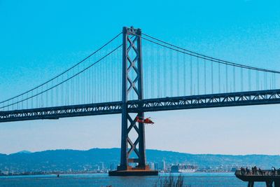 Low angle view of suspension bridge