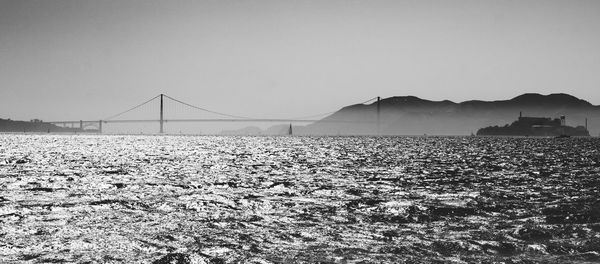 View of suspension bridge against sky