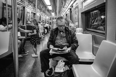 Man sitting in train