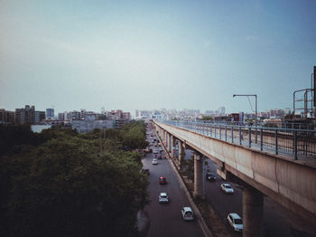 Bridge over river against clear sky