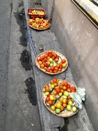 High angle view of fruits in market