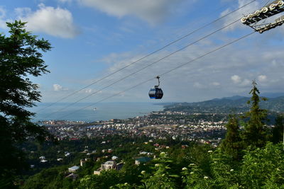 Aerial view of cable car and batumi city