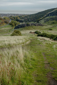 Scenic view of land against sky