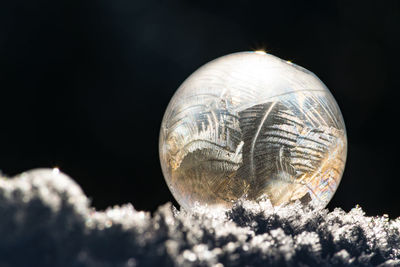 Frozen soap bubble