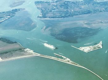 Aerial view of sea seen from airplane