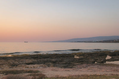 Scenic view of sea against clear sky