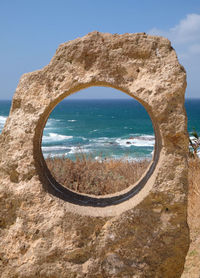 Scenic view of sea shore against sky