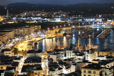 View of illuminated cityscape at night