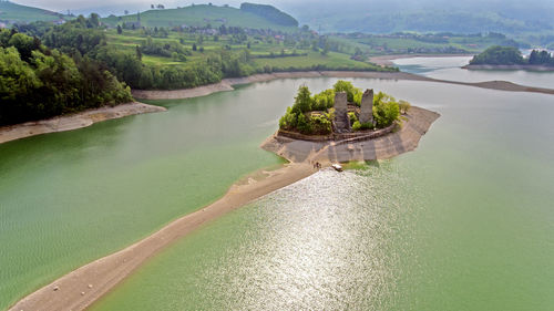 High angle view of lake