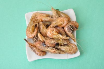 High angle view of crab on table